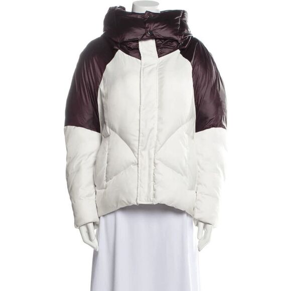 Maje Color-block H18 Brax Puffer Winter Jacket Oversized White Purple Size S - Picture 4 of 9